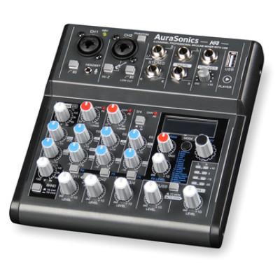 AuraSonics K4 компактный микшерный пульт 2 мик.+1 лин.стерео+FXстерео+дополнительный стереоканал