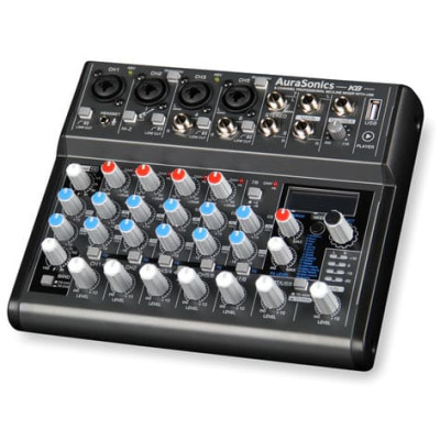 AuraSonics K8 компактный микшерный пульт 2 мик.+2 мик.моно/линейных стерео+1 лин.стерео+FXстерео+дополнительный стереоканал