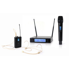 AuraSonics STAGE 202 PRESENTER радиосистема цифровая, двухканальная, комплект STAGE 202DR + 2 x STAGE 200DBT V2 с двумя поясными передатчиками
