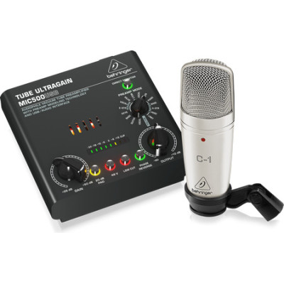 Behringer VOICE STUDIO набор для звукозаписи: MIC500USB ламповый предусилитель, конденсаторный микрофон C-1