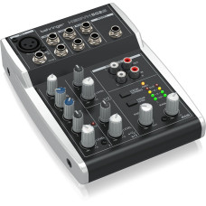 Behringer XENYX 502S аналоговый микшер, 5 каналов. Входы: микрофонный вход (XLR), линейные входы (2x1/4" TRS), стереовходы (2x1/4" TRS)