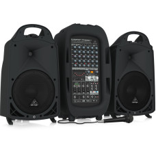 Behringer PPA2000BT портативная система звукоусиления, 8 канальный активный микшер 2х500Вт и 2 АС 10"+1" с адаптерами для стоек