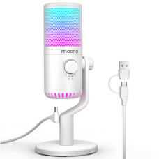 Maono DM30RGB (white), конденсаторный USB микрофон, 24bit/48kHz, ПО Maono Link, в комплекте подставка и кабель