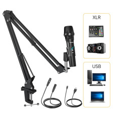 Maono AU-HD300S USB/XLR-микрофон динамический кардиоидный с кнопкой включения и регулировкой громкости мониторного выхода на наушники.