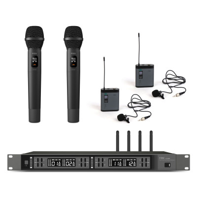 FBW A4-22MIX четырёхканальная радиосистема, комплект из приёмника A140R с двумя ручными передатчиками A100HT и двумя портативными A100BT