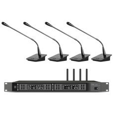 FBW A4-CONFERENCE четырёхканальная радио конференц система, приёмник A140R + 4 передатчика A100CT, 4 выхода XLR, 1/4" Jack (микс)