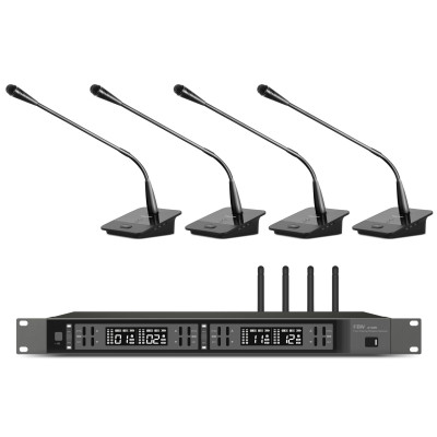 FBW A4-CONFERENCE четырёхканальная радио конференц система, приёмник A140R + 4 передатчика A100CT, 4 выхода XLR, 1/4" Jack (микс)