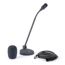 FBW CM-310E настольный конденсаторный конф. микрофон на подставке с кнопкой, удлин. штанга 30см с шарниром и "гусиной шеей"
