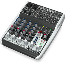 Behringer QX602MP3 аналоговый микшер, 6 каналов, 2 мик. +2 лин. cтерео +1 AUX RET, 1 AUX, Main L/R- Jack, USB MP3-плеер
