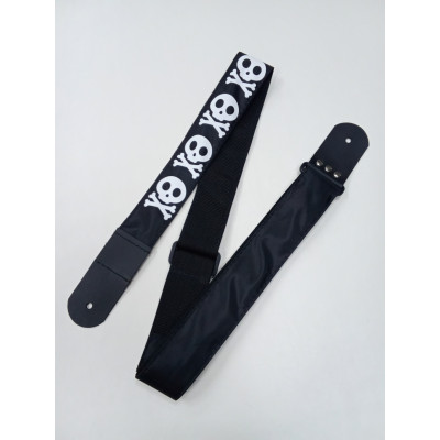 MZ-RG-5-1ApJRogerBk Ремень для гитары, черный, аппликация Веселый Роджер, MEZZO