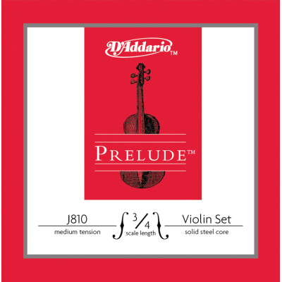 J810-3/4M Prelude Комплект струн для скрипки размером 3/4, среднее натяжение, D'Addario
