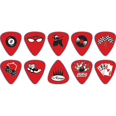 RPRKM RockaBilly Упаковка медиаторов, 12шт, красные, с рисунком, средние, D'Andrea