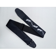 MZ-RGE-7-1ApLizardBk Ремень для гитары, черный, аппликация Ящерица, MEZZO MZ-RGE-7-1ApLizardBk Ремень для гитары, черный, аппликация Ящерица, MEZZO