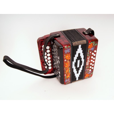 S40XL-C-RED Гармонь "Сувенир" 15х12-I, красная, палехская роспись, Шуйская гармонь