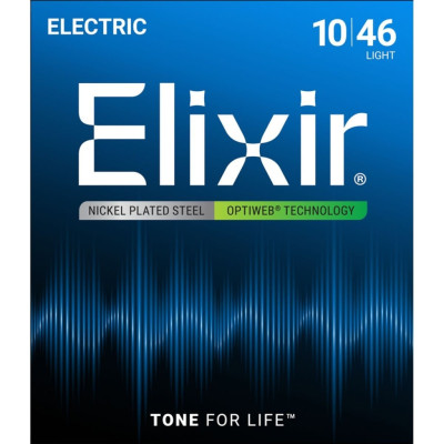 19052 Optiweb Комплект струн для электрогитары, никелированная сталь, Light 10-46, Elixir