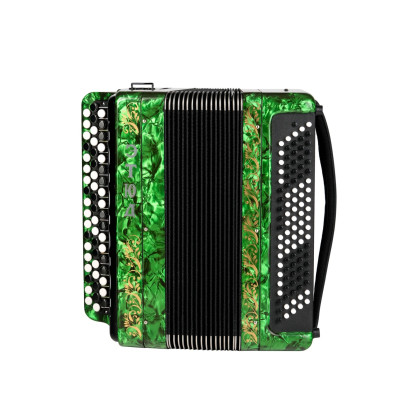 BN-40-GR Баян ученический двухголосный Этюд-205М2, 55х100-II, зеленый, Тульская гармонь