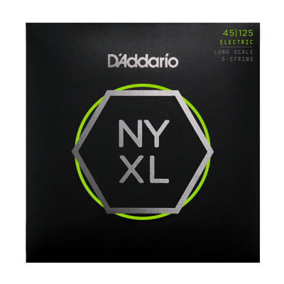 NYXL45125 Комплект струн для 5-струнной бас-гитары, Lt Top/Med Btm, 45-125, D'Addario