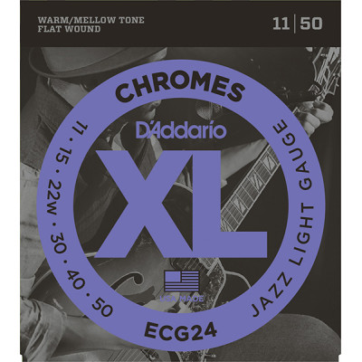 ECG24 Chromes Flat Wound Комплект струн для электрогитары, Jazz Light, 11-50, D'Addario