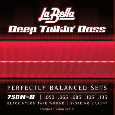 750N-B Deep Talkin' Bass Комплект струн для 5-струнной бас-гитары, черный нейлон, 50-135, La Bella