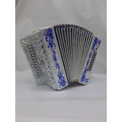 S32XL-A-WH Гармонь "Шуйская" 25х25-III-2, расцветка «Гжель», Шуйская гармонь