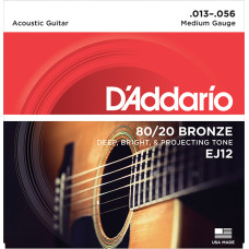 EJ12 BRONZE 80/20 Струны для акустической гитары бронза Medium 13-56 D`Addario