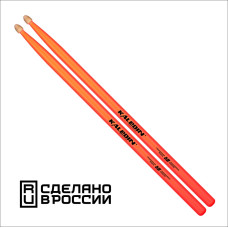 7KLHBOR5B 5B Барабанные палочки, граб, флуоресцентные оранжевые, Kaledin Drumsticks