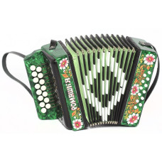 S20XL-C-GR Гармонь "Ромашка" 15х12-I, зеленая, палехская роспись, Шуйская гармонь S20XL-C-GR Гармонь "Ромашка" 15х12-I, зеленая, палехская роспись, Шуйская гармонь
