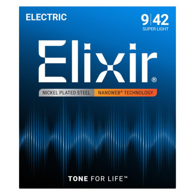 12002 NANOWEB Комплект струн для электрогитары, Super Light, 9-42, Elixir