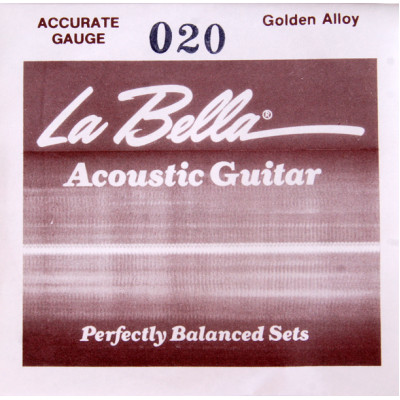 GW020 Отдельная струна, сталь в бронзовой оплетке, 020, La Bella