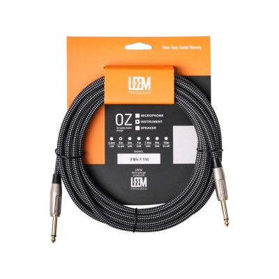 FBS-5(BK/WH) Кабель инструментальный, черный/белый, 5м, Leem