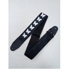 MZ-RGE-7-1ApButterflyBk Ремень для гитары, черный, аппликация Бабочка, MEZZO MZ-RGE-7-1ApButterflyBk Ремень для гитары, черный, аппликация Бабочка, MEZZO