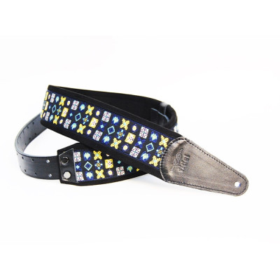 FL22015E Ergo Ремень для гитары, кожа/хлопок, орнамент, Fidel