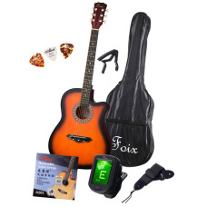 FFG-2039CAP-SB Акустическая гитара с чехлом, ремнем, тюнером, санберст, Foix