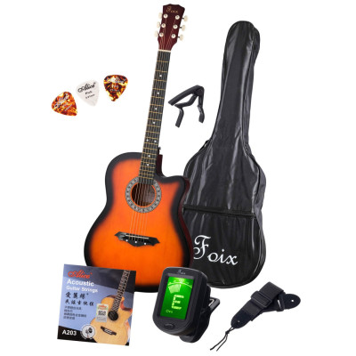 FFG-2039CAP-SB Акустическая гитара с чехлом, ремнем, тюнером, санберст, Foix