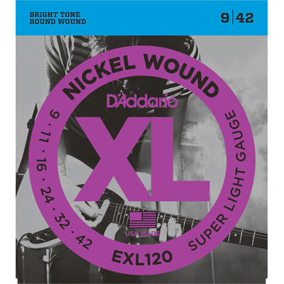 EXL120 XL NICKEL WOUND Струны для электрогитары Super Light 9-42 D`Addario