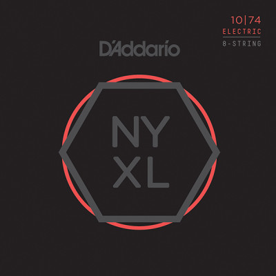 NYXL1074 NYXL Комплект струн для 8-струнной электрогитары, LTop/HBottom, 10-74, D'Addario
