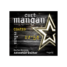 Curt Mangan 80/20 Bronze Medium Light Coated Set 12-54 струны для акустической гитары, бронзовая навивка с покрытием