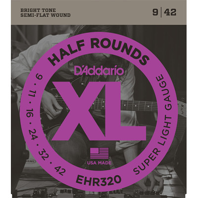 EHR320 Half Round Комплект струн для электрогитары, Super Light, 9-42, D'Addario