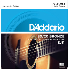 EJ11 BRONZE 80/20 Струны для акустической гитары бронза Light 12-53 D`Addario EJ11 BRONZE 80/20 Струны для акустической гитары бронза Light 12-53 D`Addario