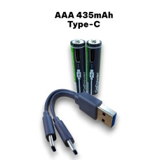 00-00031406 Аккумулятор бытовой AAA Li-ion 1.5V 650mWh Type-C, 2шт, GoPower