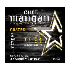 Curt Mangan 80/20 Bronze Medium Light Coated Set 12-54 струны для акустической гитары, бронзовая навивка с покрытием