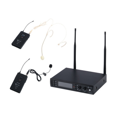 DSP-DUO-UHF-B210/F5  Беспроводная микрофонная система, петличный и головной микрофон, Prodipe