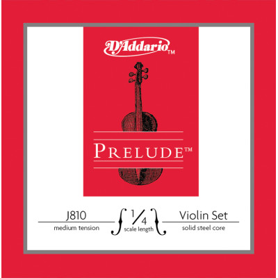 J810-1/4M Prelude Комплект струн для скрипки размером 1/4, среднее натяжение, D'Addario