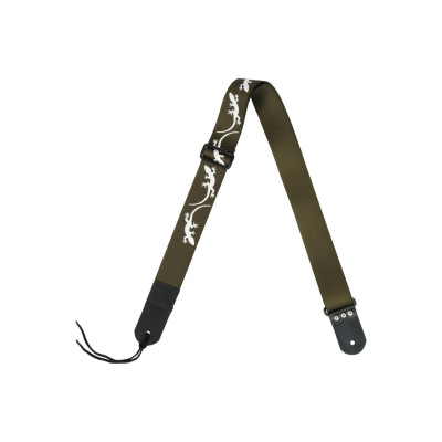 MZ-RG-5ApLizardGh Ремень для гитары, зеленый хаки, аппликация Ящерица, MEZZO