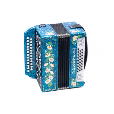 G-21-BL Гармонь Тульская-301М 25х25-III с двумя ремнями, синяя, Тульская гармонь