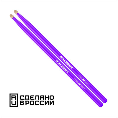 7KLHBVL5B Violet 5B Барабанные палочки, граб, флуоресцентные фиолетовые, Kaledin Drumsticks