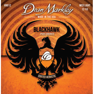 DM8012 Blackhawk Pure Bronze Комплект струн для акустической гитары,с покрытием, 12-53, Dean Markley