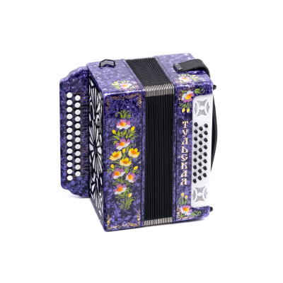 G-21-PR Гармонь Тульская-301М 25х25-III с двумя ремнями, фиолетовая, Тульская гармонь