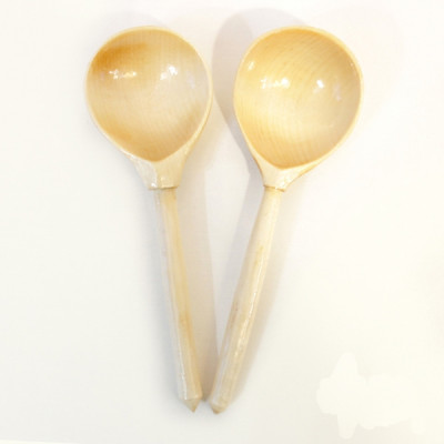 LHL6301 Деревянная ложка полубаская, без росписи, покрытая лаком, Хохлома