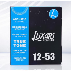 LX6-012 Комплект струн для акустической гитары, фосфорная бронза, 12-53, Luxars